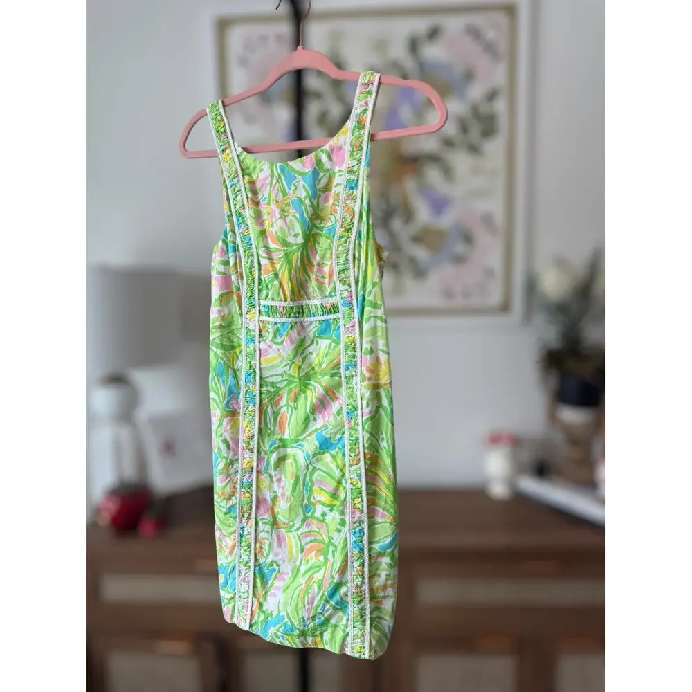 Lilly Pulitzer Fryer Elephant Ear Printed Shift Mini Dress Green Womens Size 2 - Picture 3 of 13